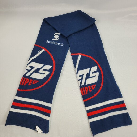 NHL Winnipeg Jets Scotia Bank Navy Blue Winter Scarf Hockey Logo - Picture 1 of 1